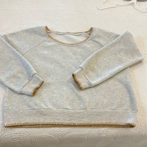 Hem & Thread Light Gray Sweatshirt with Brown Accents